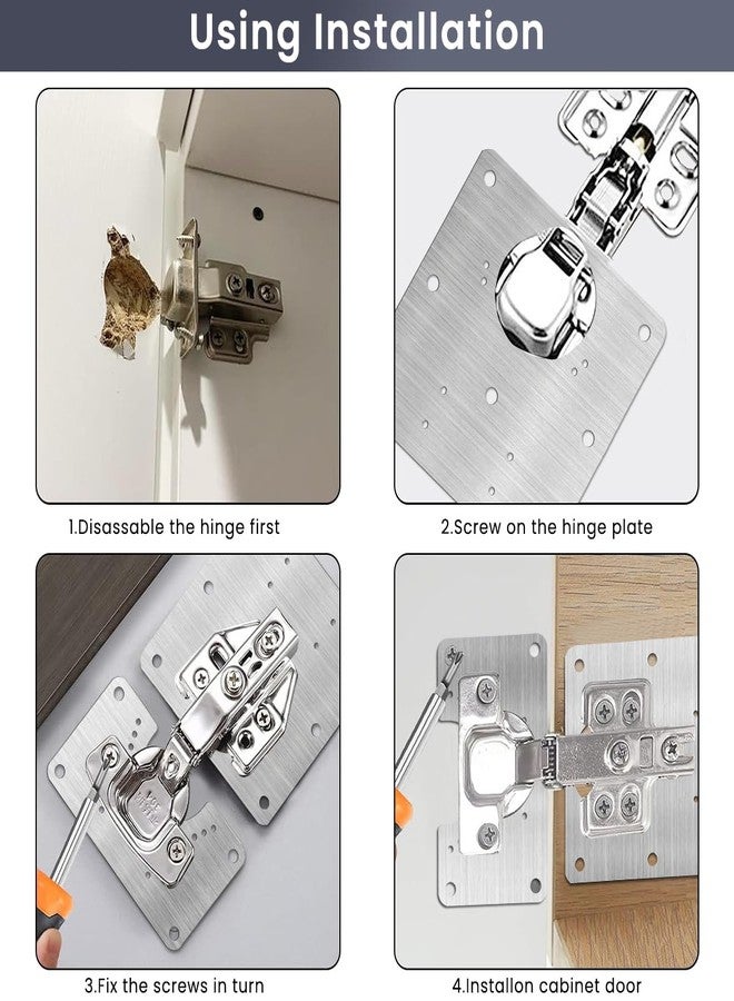 Serplex طقم إصلاح مفصلات الخزائن من سيربلكس®، 8 قطع، يتضمن دعامات إصلاح مفصلات من الفولاذ المقاوم للصدأ، طقم إصلاح مفصلات أبواب خزائن المطبخ، مناسب لتثبيت براغي الخزائن، لحماية أبواب خزائن المطبخ الخشبية. - Image 2